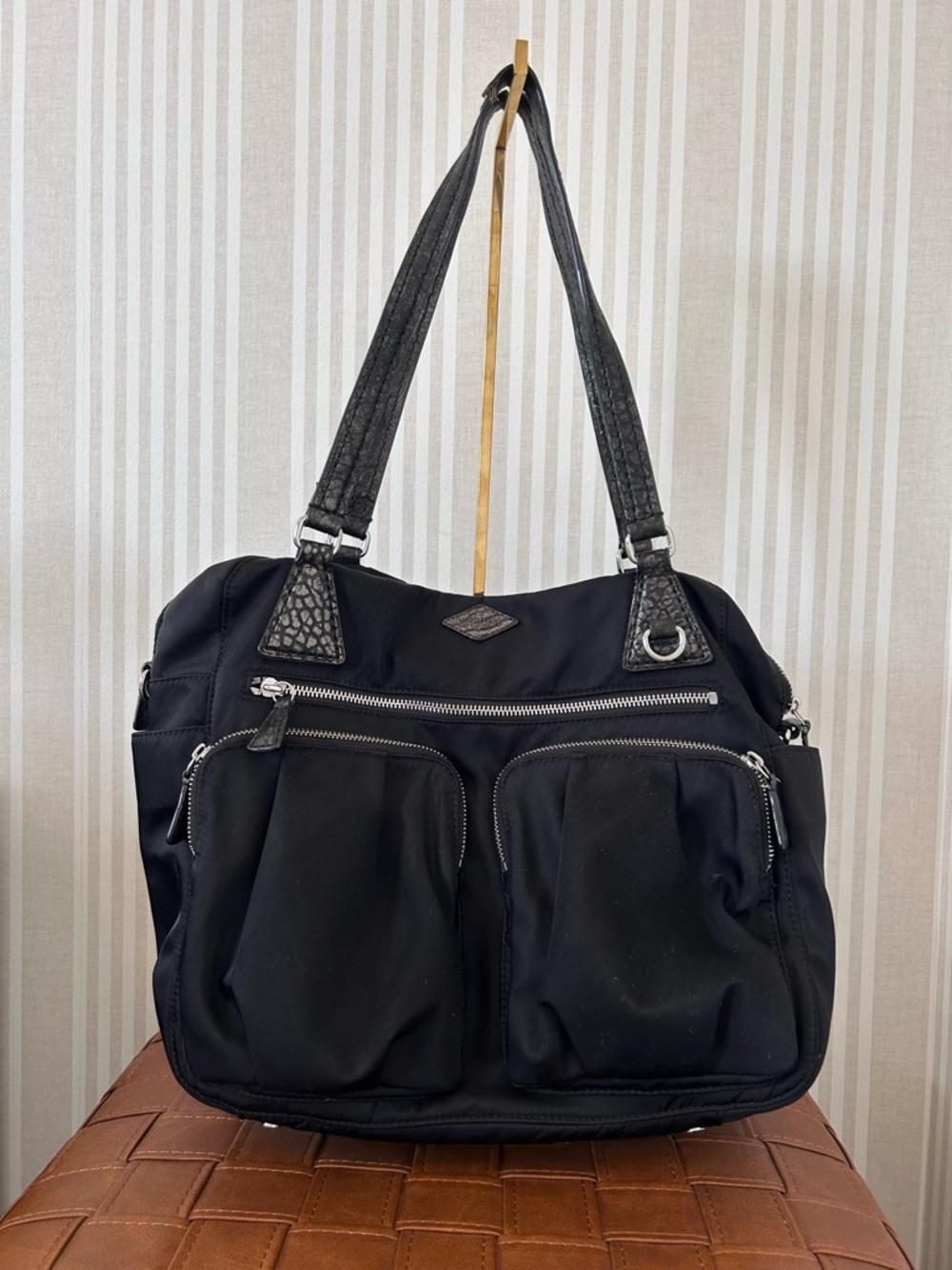 MZ Wallace Roxy Women's Black Nylon Tote Bag with Multiple Pockets - Picture 2 of 12